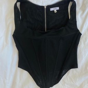 MIAOU BLACK MESH CAMPBELL CORSET TOP.
